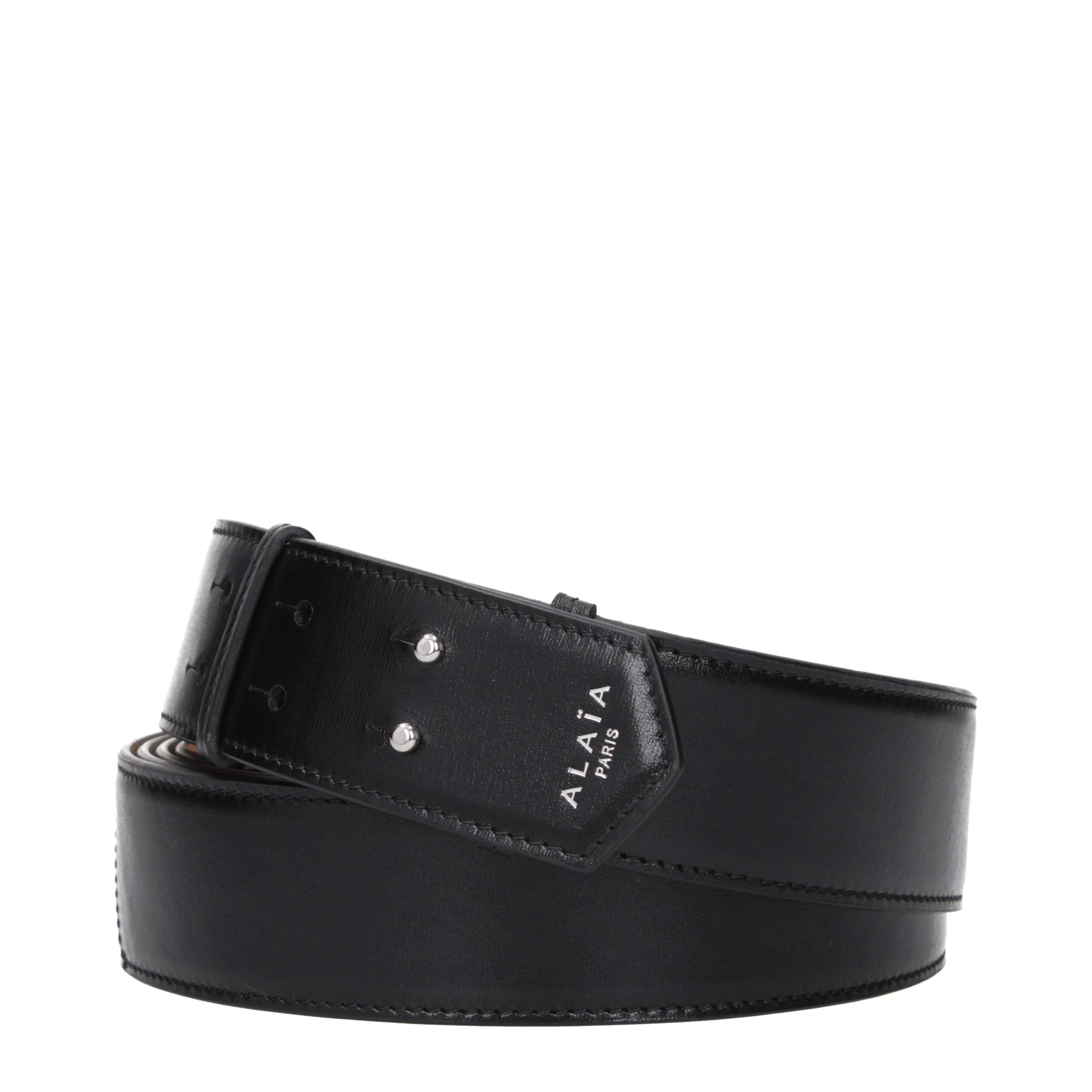 Alaïa Black Leather Regular Belts